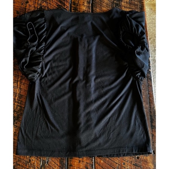 Womens New Directions Short sleeve black top with puff flirty sleeves top - Picture 4 of 9